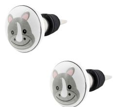 2 Pieces Hippo Flat Ceramic Wine Bottle Stopper